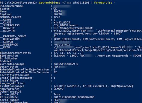 get-wmiobject powershell 7|Listing Bios settings using Windows PowerShell.